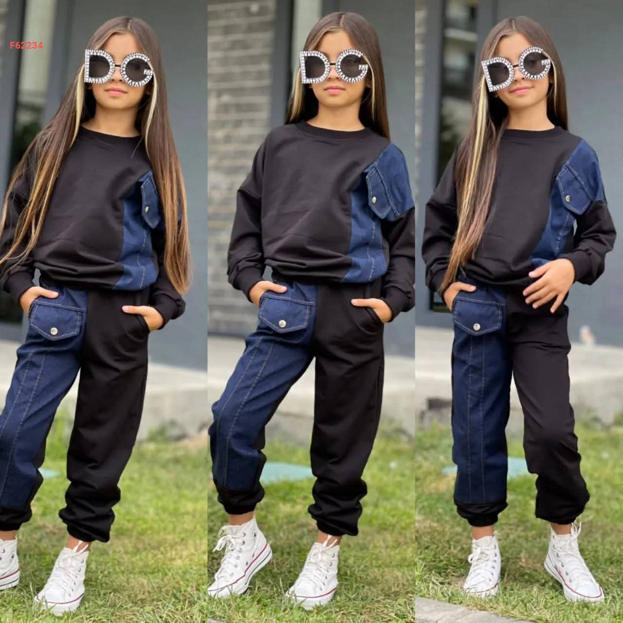 طقم خروج بناتي شتوي (ميلتون × جينز) – ستايل كاجوال عصري - الصورة 2