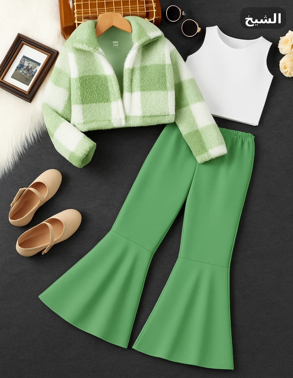 طقم بناتي خروج 3 قطع (جاكيت جوخ فخم + بودي ديربي + بنطلون سكوبا) - أناقة شتوية مثالية - الصورة 4