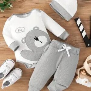 طقم بيبي "دبدوب" 3 قطع خامة بسكوتة ناعمة – (من 1 إلى 3 سنوات)